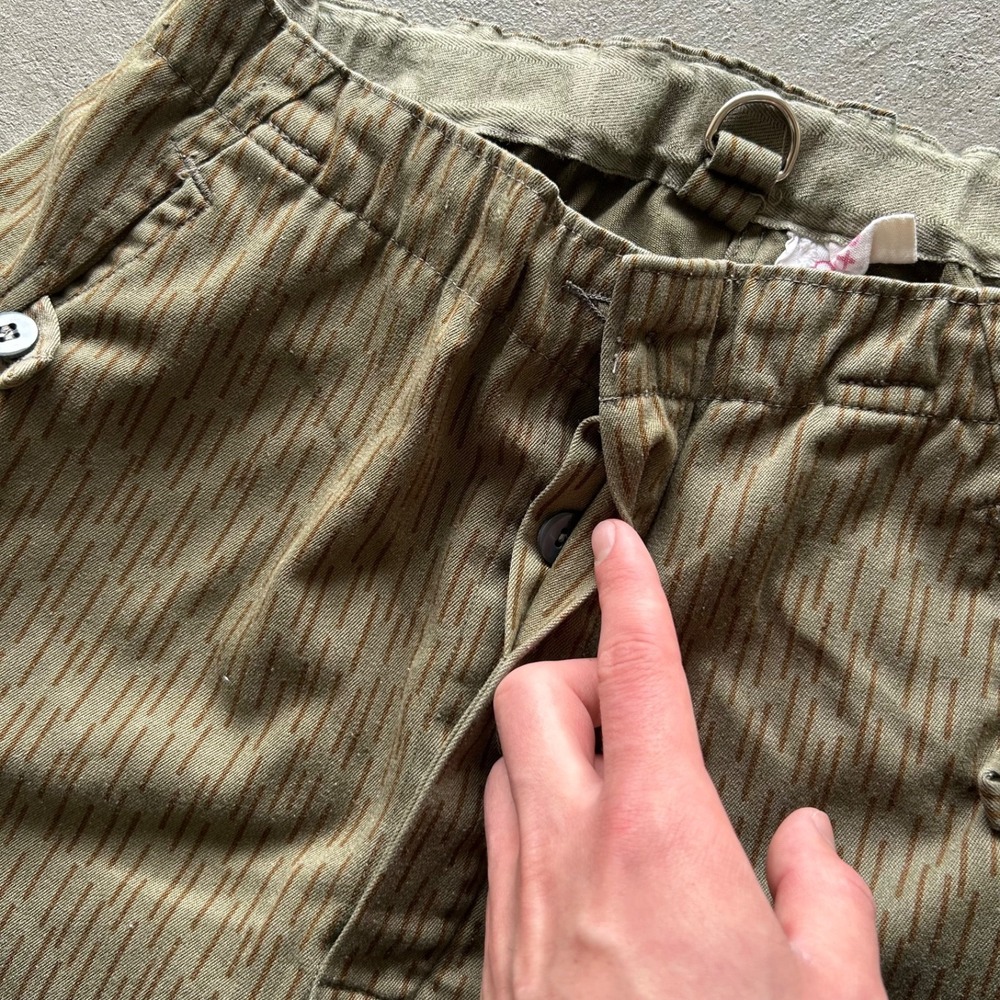 Vintage 60s East German Strichtarn Military Cargo Pants Size 30x30 Raindrop Camo - Picture 7 of 9
